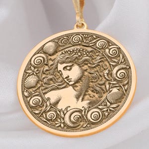 14K Gold Venus Halskette, Göttin der Liebe, griechische Mythologie Schmuck, silberne zierliche Feminen Charm Geschenke, die Geburt der Venus personalisierte Geschenke