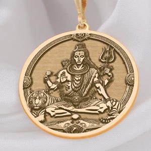 14K Gold Shiva Pendant Necklace, Lord Shiva Trishul Sterling Silver Jewelry, Hindu Deity Spiritual Meditation Necklace - Religious Gift