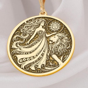 14K Złoty Naszyjnik Zodiakalny Lew Kobiety - Srebrny Wisiorek Astrologiczny, Biżuteria Z Horoskopem Lwa, Spersonalizowane Niebiańskie Prezenty dla Niej