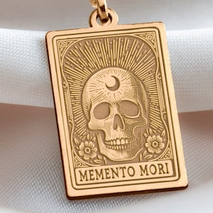 14K Solid Gold Vanitas Memento Mori Halskette, Memento Mori Vivere Goldmedaillon, Silber Memento Mori Vivere Rose Gold Charm Locked Anhänger