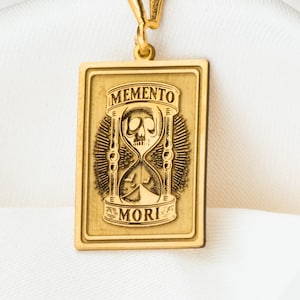 14K Solid Gold Memento Mori Sanduhr Charm Halskette, Memento Mori Sanduhr Medaillon, Silber Memento Mori Rosegold Charm Locked Anhänger