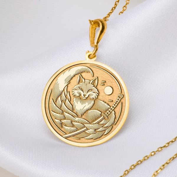 Solid Gold Japanese Necklace Charm Etsy