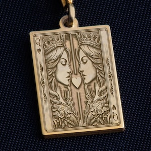 Halskette „Ass der Königinnen“, 14 Karat massives Gold, LGBTQ-Pride-Modeschmuck für lesbische und queere Kunst