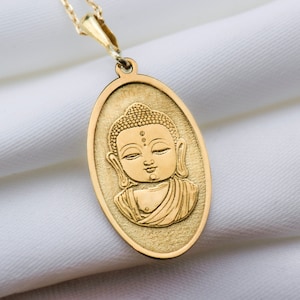 14K Solid Gold Buddha Charm  Necklace, Silver Buddha, Buddha Amulet, Siddhartha Gautama Necklace, Rose Buddha Necklace
