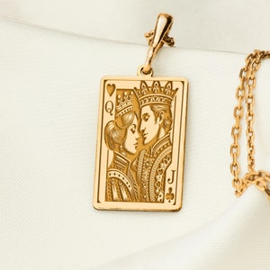 Collier reine de coeur et valet de trèfle, collier carte couple, pendentif carte romantique, cadeaux personnalisés pour elle pour la Saint-Valentin