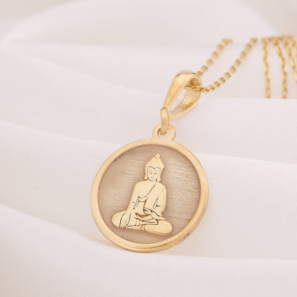 Gold Buddha Necklace Etsy