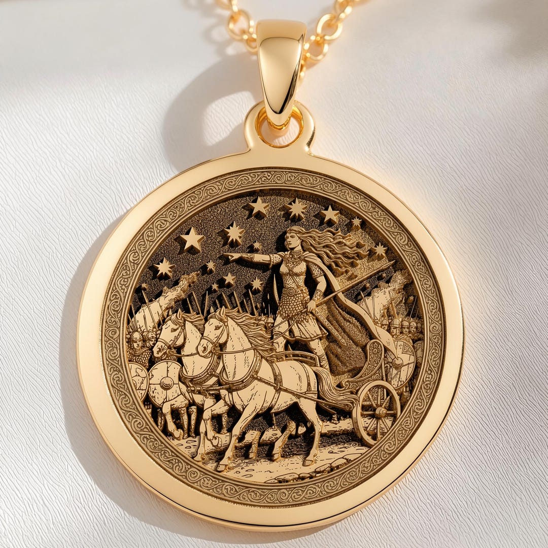 14K Solid Gold Boudica Pendant Coin Celtic Warrior Queen Talisman Etsy 14k-solid-gold-boudica-pendant-coin-celtic-warrior-queen-talisman-etsy