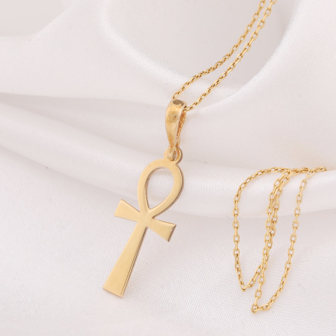 14K Solid Gold Ankh Pendant , Egpytian Necklace, Egyptian Ankh, Ankh