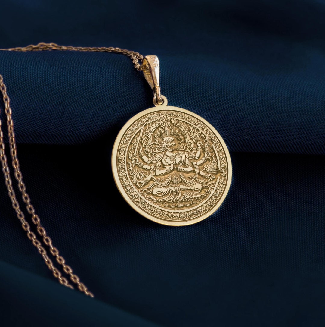 Aizen Myo-o Necklace: 14K Gold Third Eye, Ragaraja Treasure - Etsy