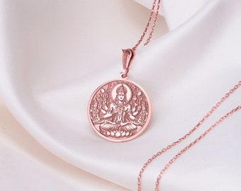 14K Solid Gold Vishnu Charm Necklace, Vaishnavism Vishnu Pendant, Gold  Trimurti Charm, Bestower of Karma, Vaishnavism, Hari Om Charm Gift