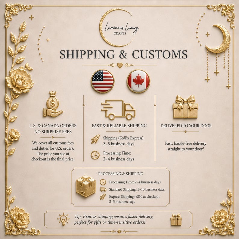 a white and gold poster with a bunch of items on it
