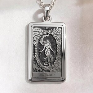 World Tarot Card Necklace, Major Arcana Pendant, Journey Amulet