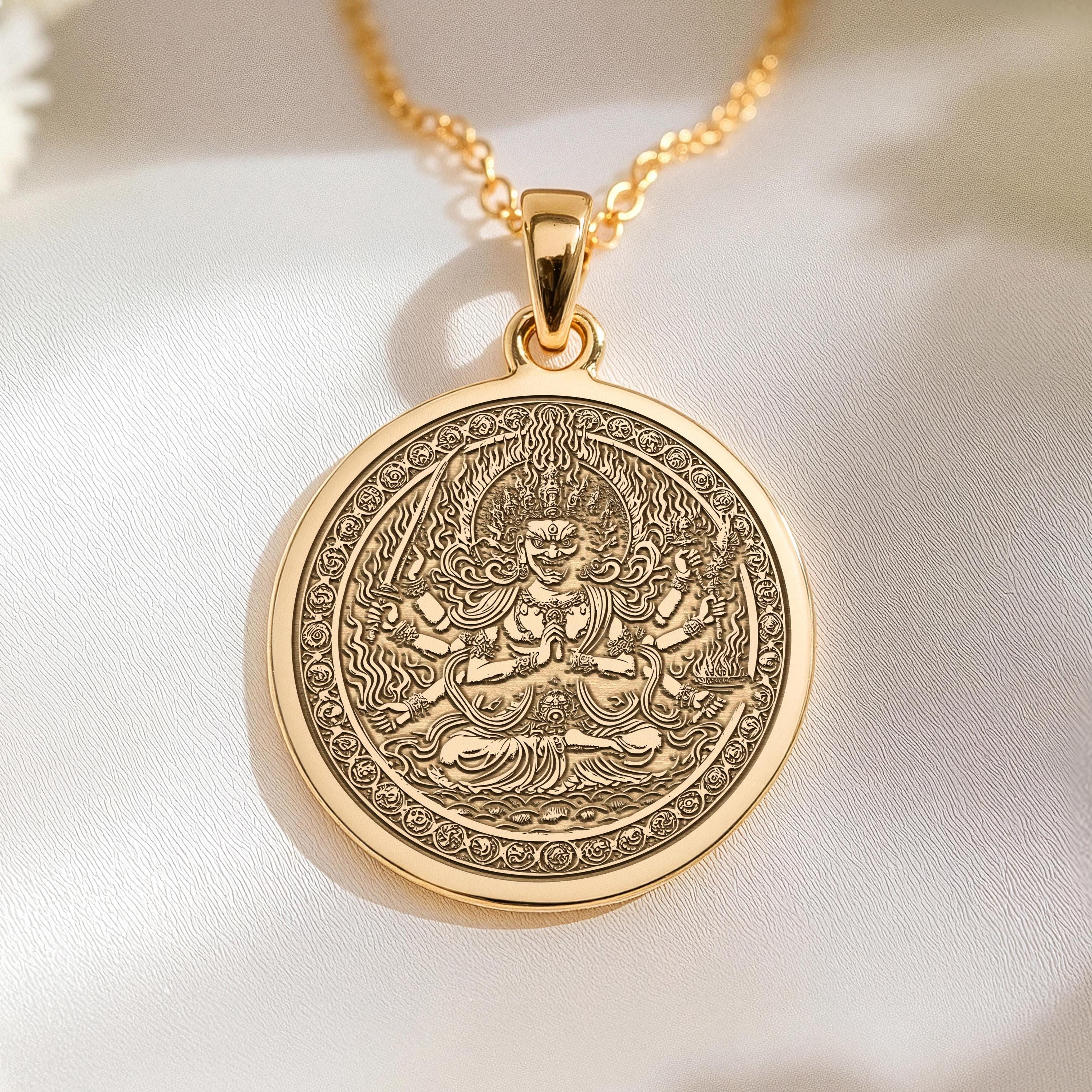14K純金愛染明王ペンダント - 羅什智王の仏教のお守り - Etsy 日本
