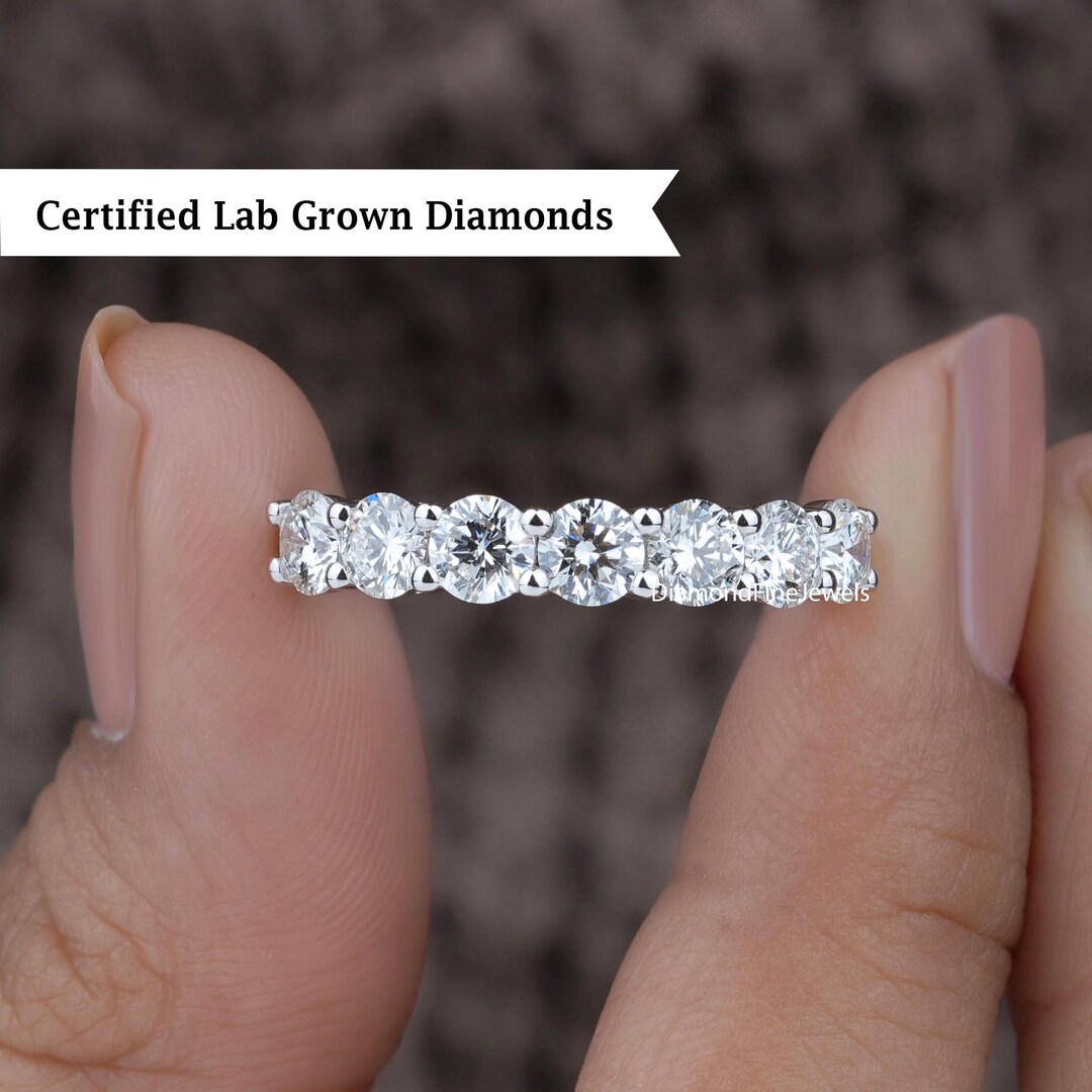 4MM Lab Grown Diamond Eternity Ring, Shared Prong Wedding Band - Etsy