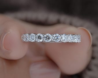 3 mm lab-gegroeide diamanten trouwring, 14 kt gouden moissanite Eternity-ring