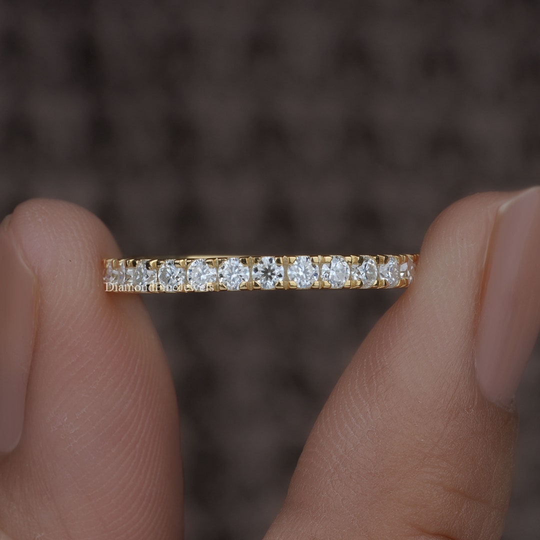2.2MM Dainty 14K Gold Moissanite Eternity Band, Thin Stacking Ring - Etsy