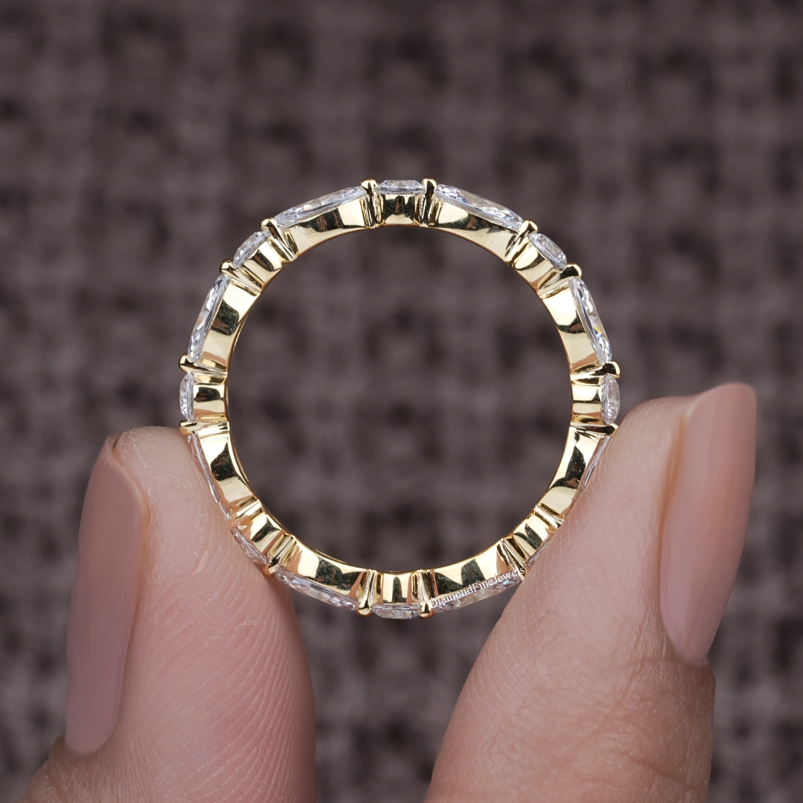 14K Lab Diamond Wedding Band, Marquise & Round Cut Eternity Ring - Etsy