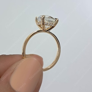 3CT Cushion Moissanite Hidden Halo Ring, Cushion Moissanite Engagement ring, Simple Proposal Ring, Promise Ring, Anniversary Ring For Her