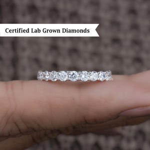 3MM Lab Grown Diamond Wedding Band, 14K Gold Eternity Stackable Ring