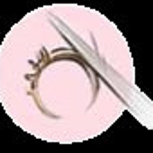 May include: A gold-colored ring with a decorative design, next to a pair of silver tweezers, set against a soft pink background. The ring features an intricate pattern, suggesting a focus on jewelry and accessories.