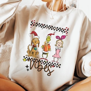 Grinch Christmas Vibes Sweatshirt, Whimsical Grinch Max Tree Sweatshirt, Festive Sweater, Unisex Xmas Tee, Funny Grinch Gift