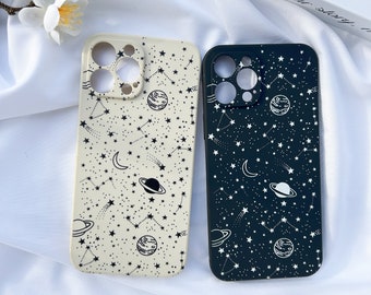 Starry Sky Matte Phone Case iPhone 15 14 13 12 11 Pro Max mini iPhone 7 8 Plus iPhone SE XR X XS Max shockproof Cover Case gift for her