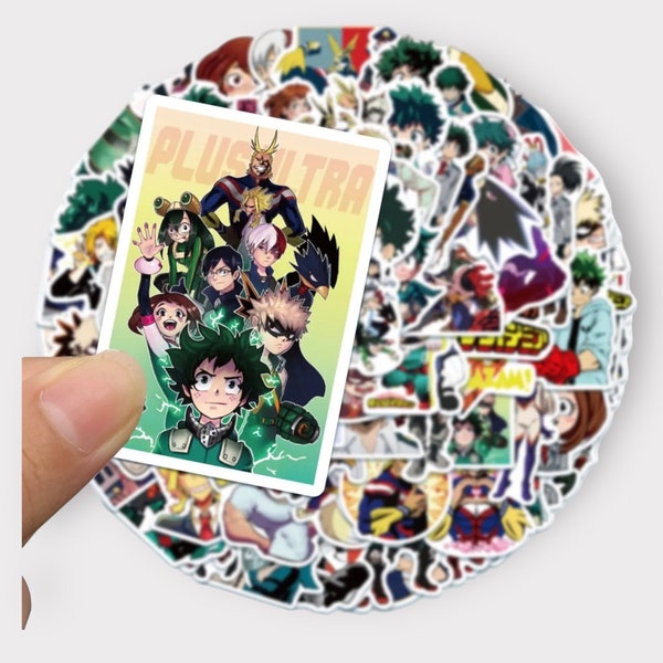 MHA Academia Anime Stickers Hero Pack of 50 for Laptop Hydro Flasks Water Bottles Notebooks Waterproof Durable Vinyl