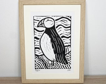 Original "Puffin" Linocut print