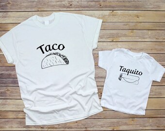 Taco and Taquito Men's T-shirt and Infant Bodysuit, Father and Baby Matching Set, Taco Shirt, Taquito Shirt