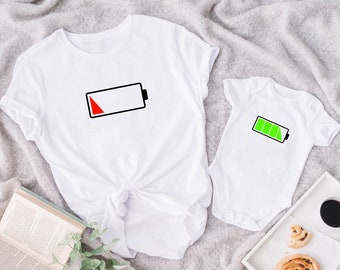 Father and son matching shirts, daddy and son battery shirts, fathers day gift, father and daughter shirts, dad and baby mini