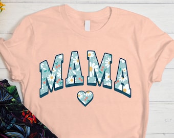 Retro floral Mama T-Shirt, Mama Retro Smiley, Vintage Mama Gift, Mother's day gift, Mom shirt, Floral print mama
