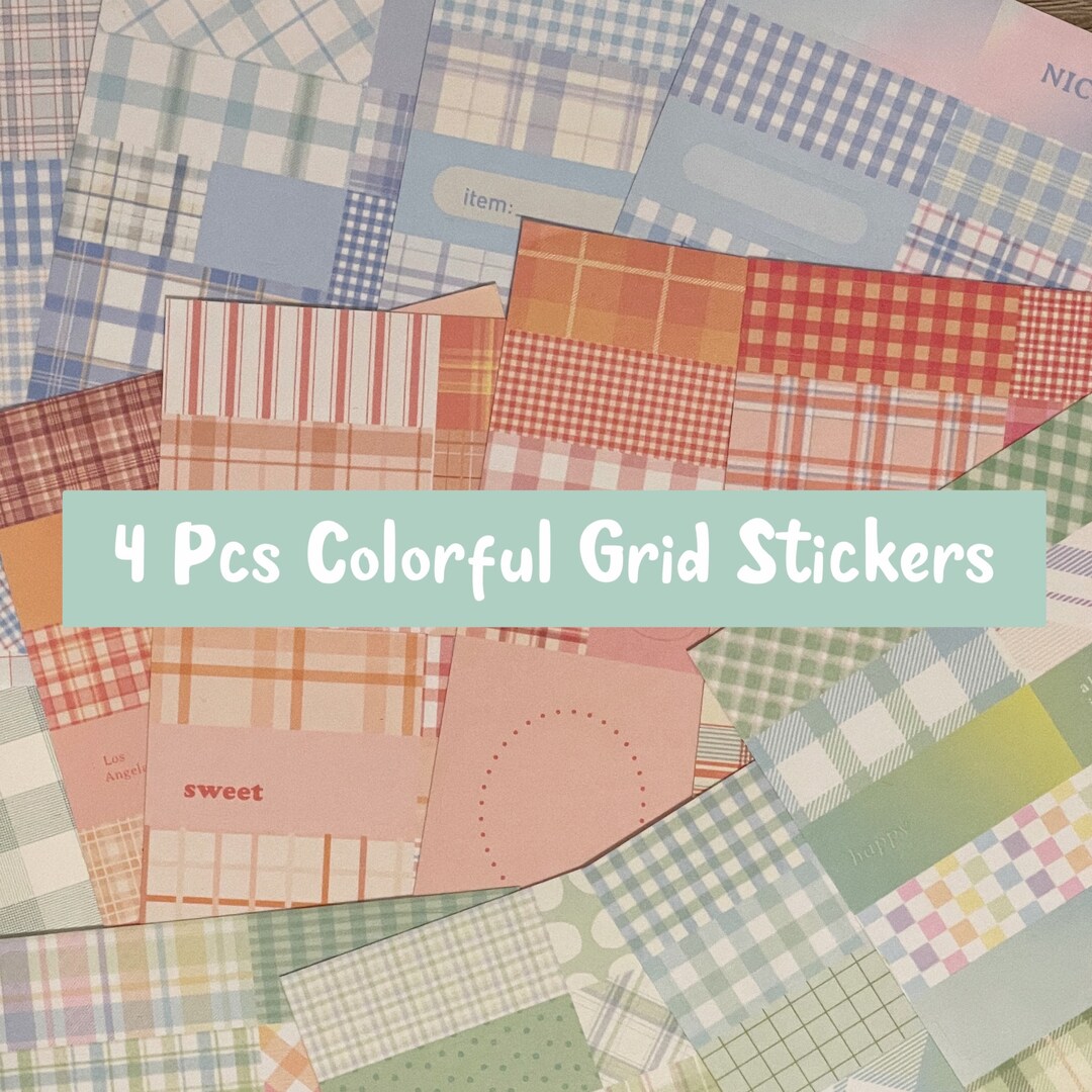 Sticker Design Grid 4 PCS Colorful Grid Stickers / Scrapbooking - Etsy