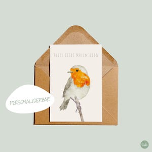Postkarte Rotkehlchen personalisierbar