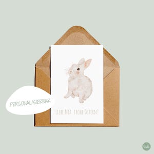 Postkarte Kaninchen, Postkarte Hase personalisierbar