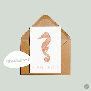 Postkarte Seepferdchen personalisierbar
