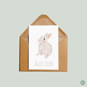 Postkarte Kaninchen, Postkarte Hase