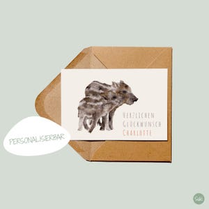 Postkarte Frischlinge (Wildschweinbabys) personalisierbar