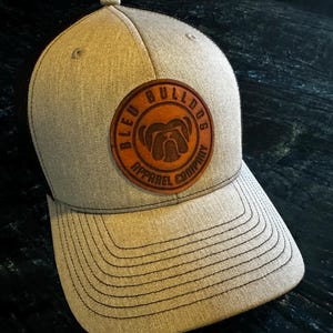 Richardson 112 trucker hat with leather English Bulldog patch