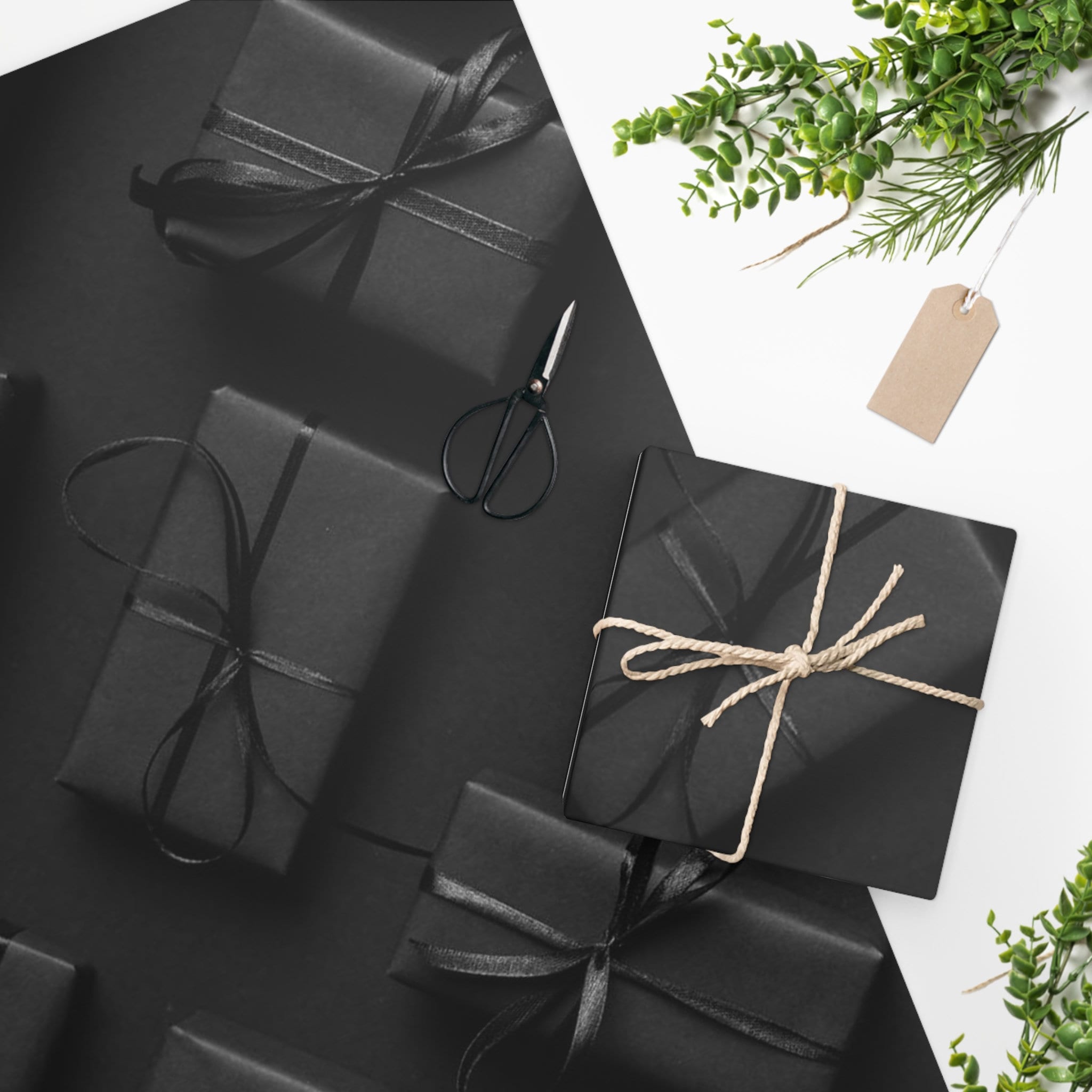 Black Gift Boxes Wrapping Paper 