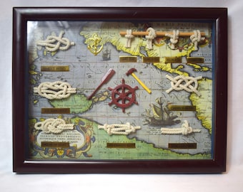 Vintage Mann Nautical Ship Sailor 10 Knots Shadowbox Display
