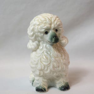 Vintage Porcelain White Poodle Dog Figurine