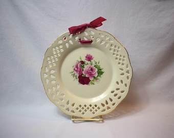 Vintage Formalities By Baum Bros Victorian Roses Round Reticulated Platter