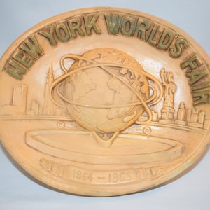 Vintage 1964 New York Worlds Fair Unisphere Souvenier Wall Plaque