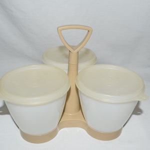 Vintage Tupperware Condiment Caddy Almond White
