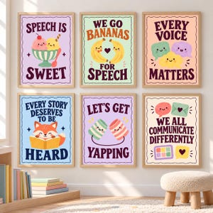 30-delad set med logopedi-posters, väggkonst för logopedi, kommunikationsdekor (digital nedladdning)