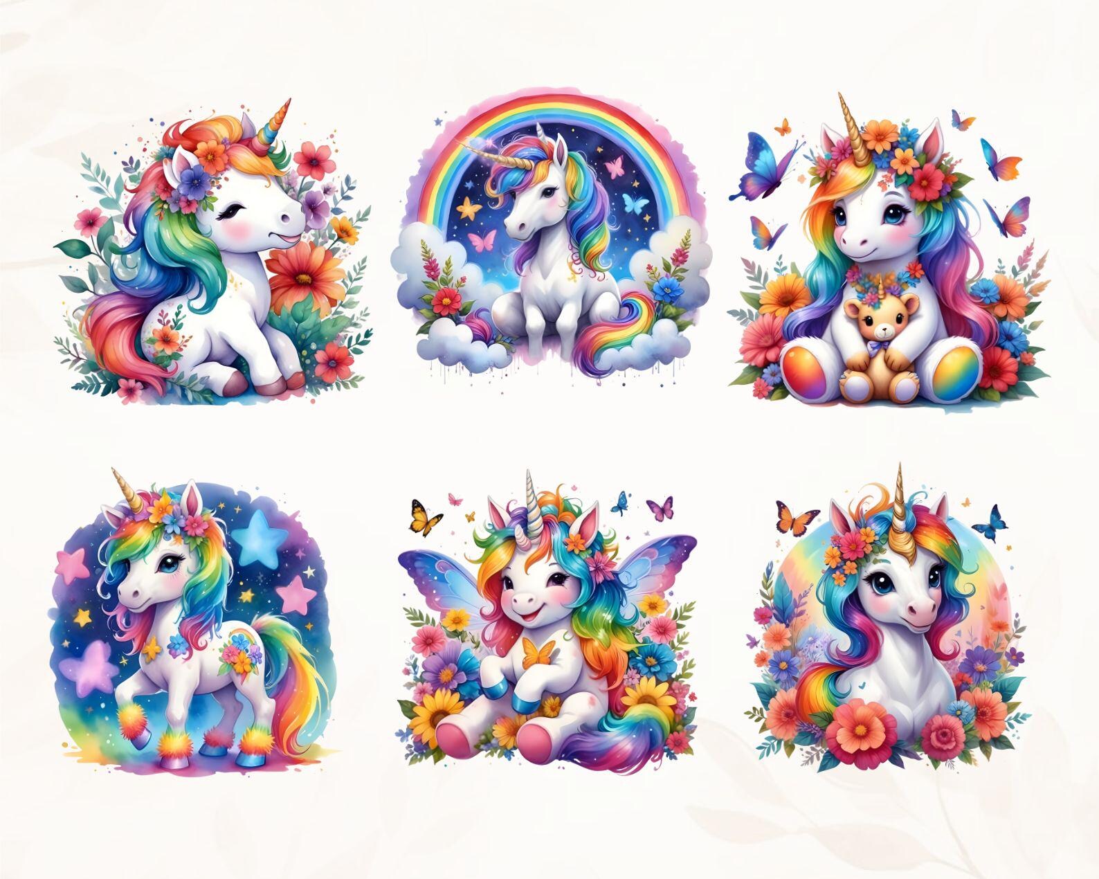 Watercolor Baby Unicorn Collection Clipart, 20 PNG Unicorn Clipart ...