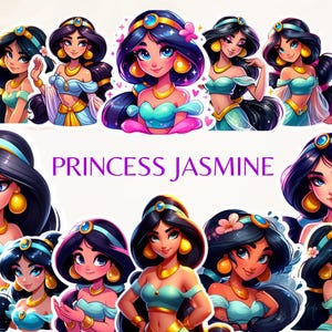 Jasmine Clipart , 300 DPI, Princess PNGs, Jasmine PNG Bundle, Commercial Use, Transparent Images, Perfect for Birthday, DIY Gifts & Crafts
