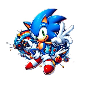 Sonic the Hedgehog PNG Super Sonic Gamer Clipart 300 DPI Sublimation Design Digital Download Shirt Graphic, Commercial Use