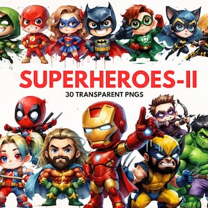 Superhero Clipart PNGs, Superhero stickers, High-Resolution 300 DPI, DC Clipart, Superhero Bundle, Guardians of the Galaxy, Hulk Clipart