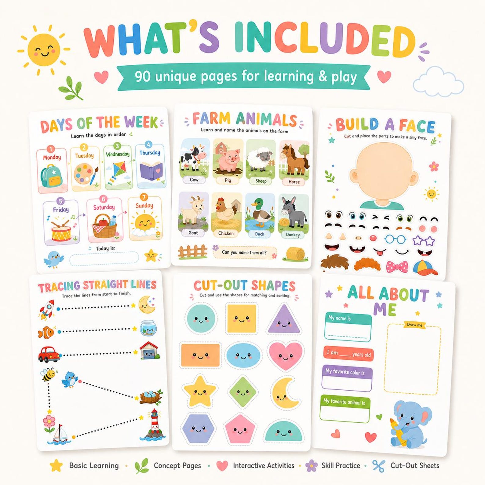 Toddler Busy Book Printable Preschool Learning Binder Kids Quiet Book ...
